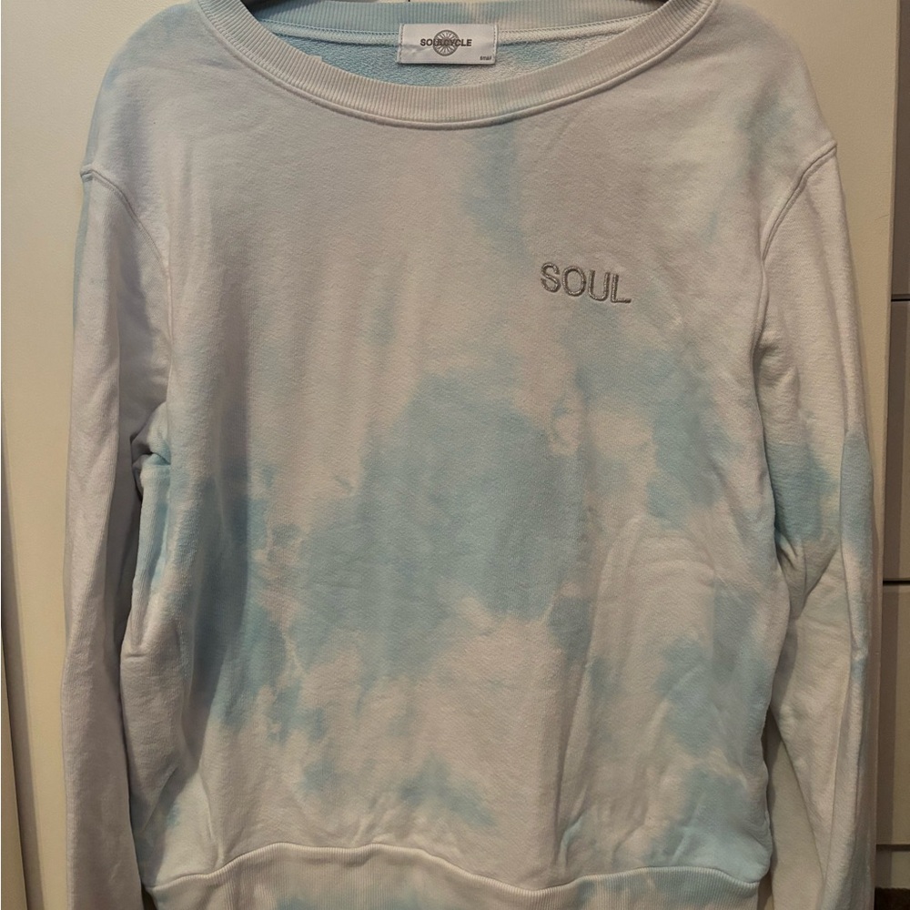 Soulcycle Tie-Dye Blue and White Crewneck